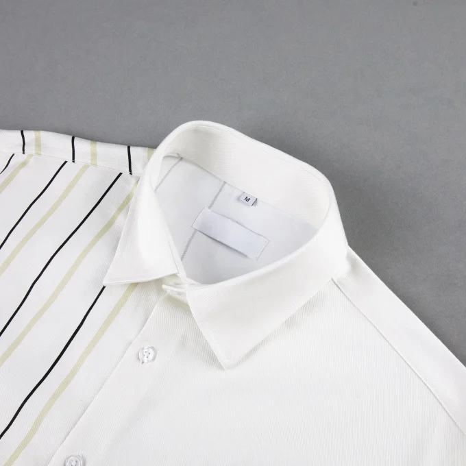 Simple Striped Cardigan Long Sleeved Casual Shirt for Men XL Size Tie Dye Technique for Autumn