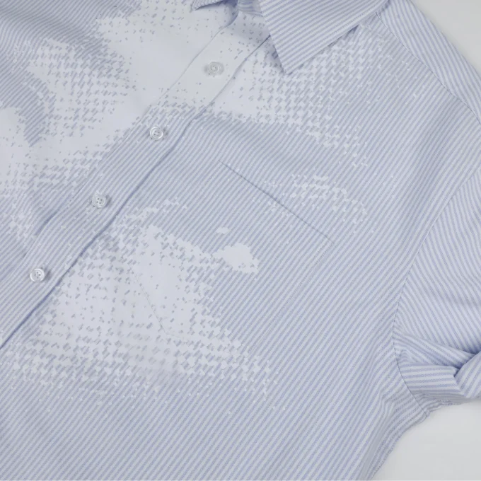 Men's 100% Cotton Casual Striped Printed Single Breasted Long-Sleeved Shirts