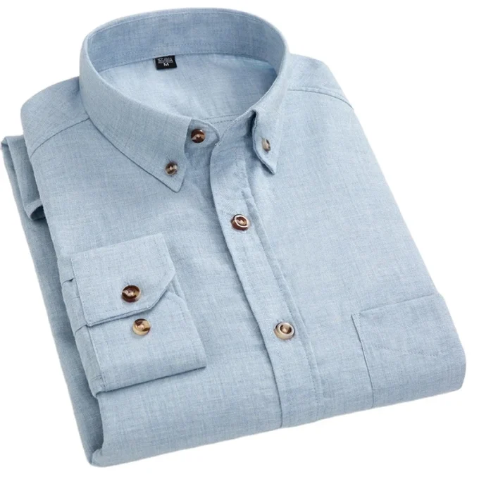 Mens Quilted Cheap Shirts Long Sleeve Winter Solid Color Cotton Button Down Shirt Direct Supply