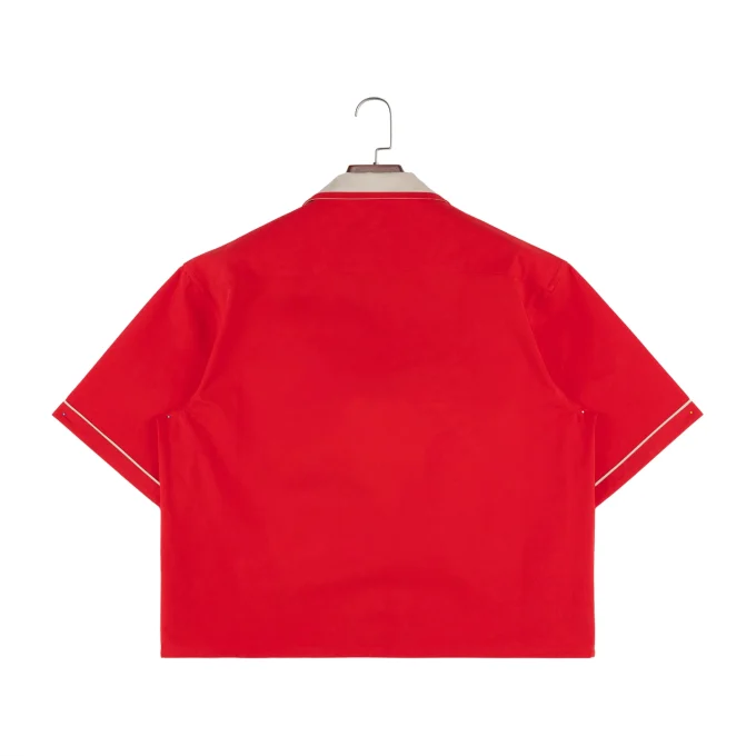 Men's 100% Cotton Red Button Down Short Sleeve Shirts for Summer