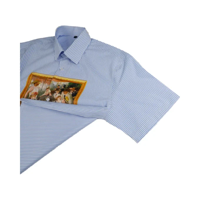 Men's Summer Casual V-Neck Shirt 100% Cotton Print Shirt Flower Design Short Sleeves High Quality Men Shirt