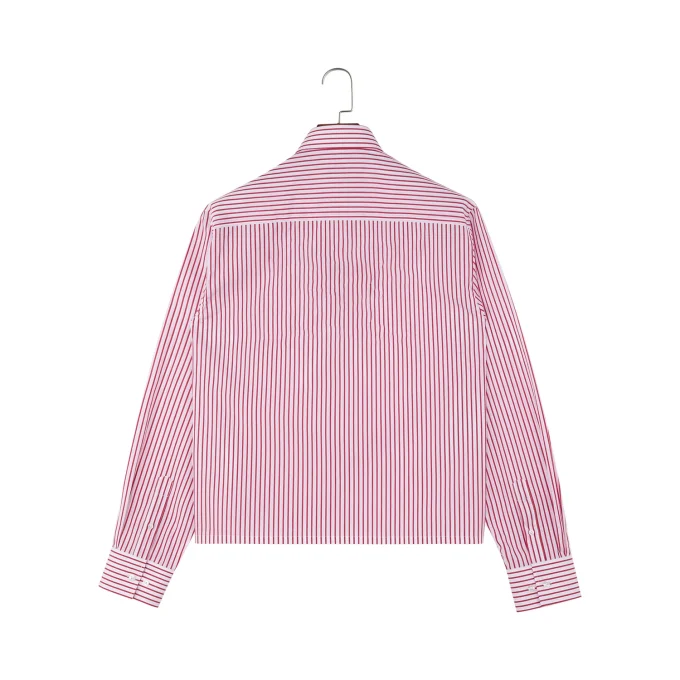 Casual Pink Striped 100% Cotton Long Sleeve Button up Shirt