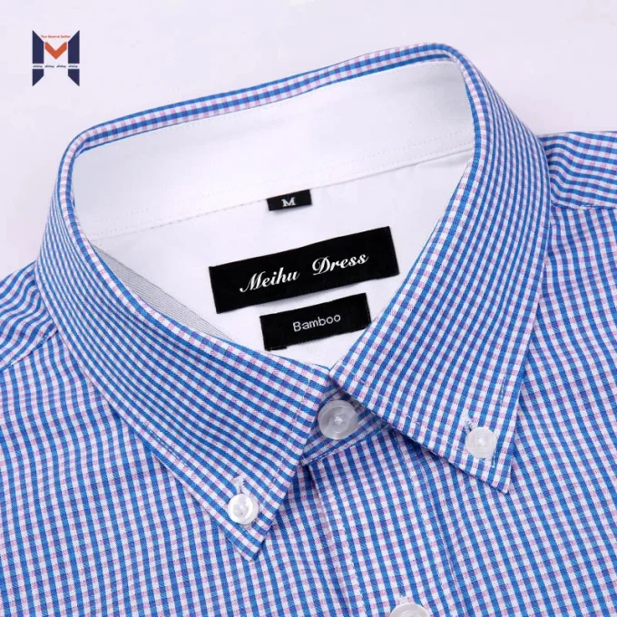 Popular Small Plaid Mens Shirts Anti-pilling Breathable Color Trendy Shirts