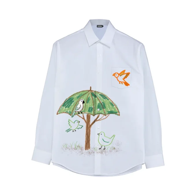 Luxury Men's Floral Printed Button Down Long Sleeve Shirts Self-Design Anti-Wrinkle Yarn Dyed for Spring Season